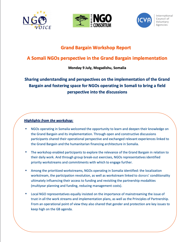 Grand Bargain Workshop Report-Somalia 2018