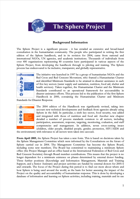 Background Information - The Sphere Project