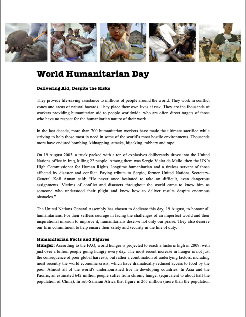 Background Note - World Humanitarian Day