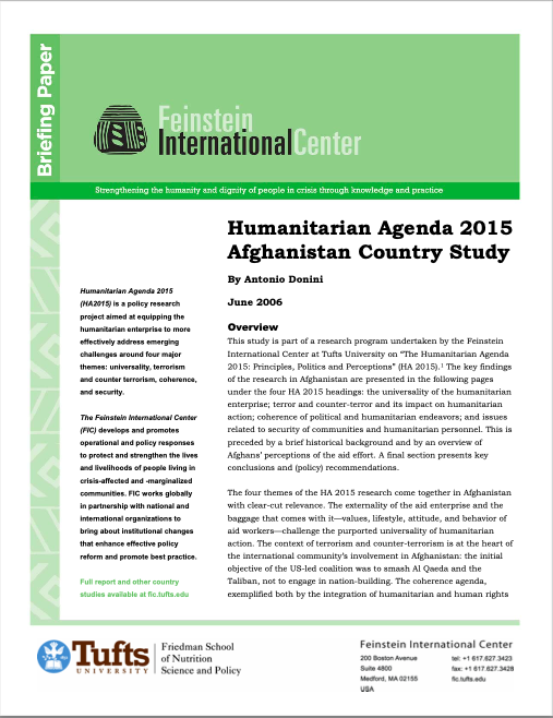 Briefing Paper - Feinstein International Center Humanitarian Agenda 2015 Afghanistan Country Study
