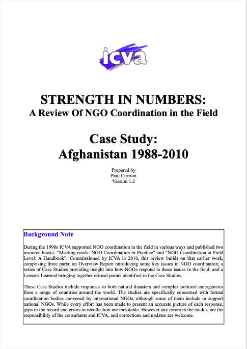Case Studies - ICVA Strength in Numbers - A Review of NGO Coordination in the Field