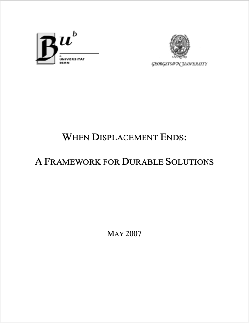 Document - The Brookings Institution University of Bern When Displacement Ends - A Framework for Durable Solutions