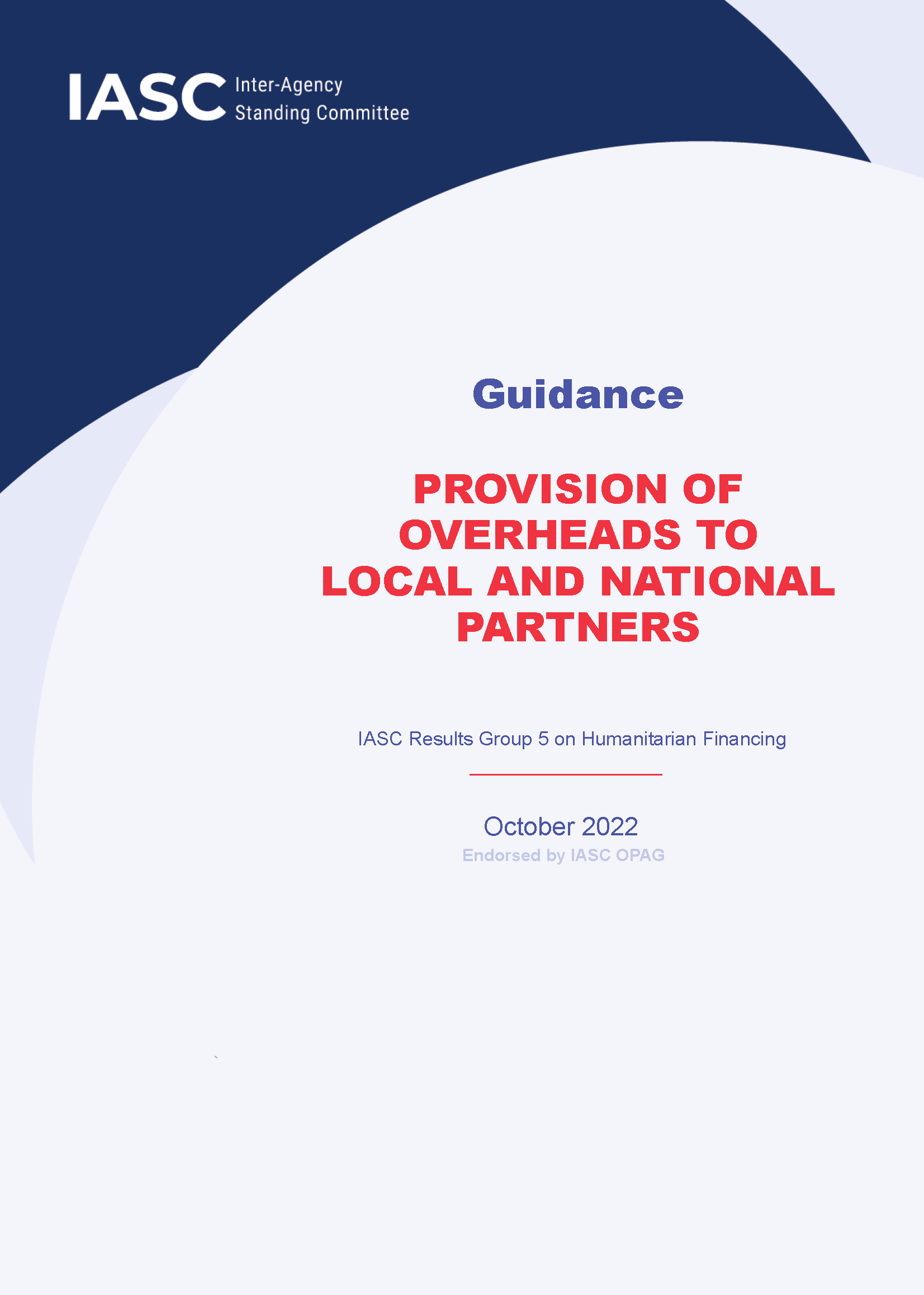 IASC Guidance on the Provisionto Local and National Partners