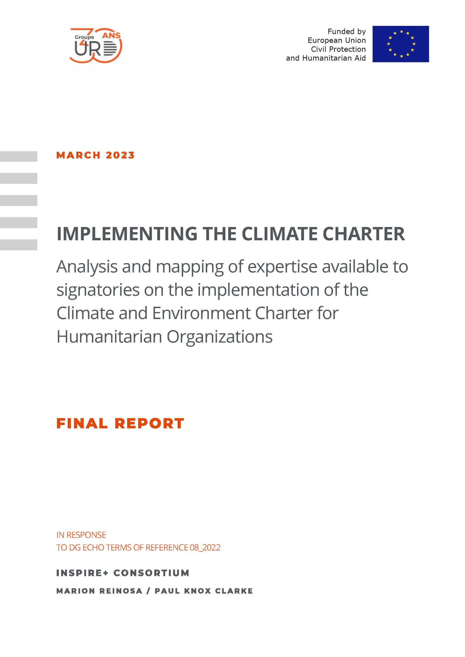 Implementing the Climate Charter 1