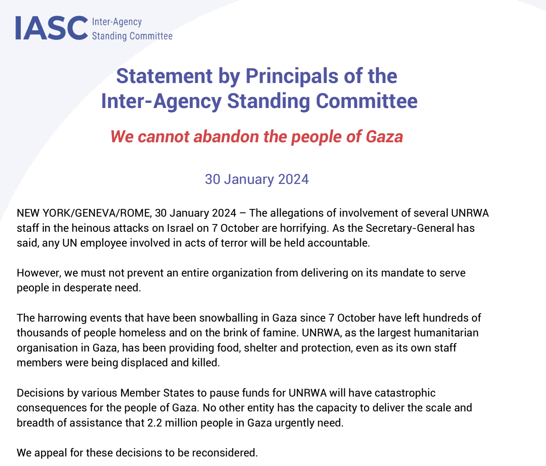 Gaza Statement