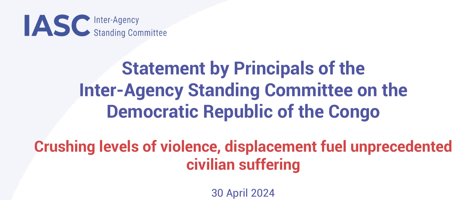 Statement by Principals of the  Inter-Agency Standing Committee on the Democratic Republic of the Congo